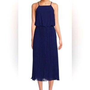 Sam Edelman Women’s Blouson Pleated Chiffon Halter Dress in Navy 12